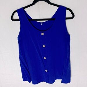 5/$25 Blue Button Front Sleeveless Tank Top Blouse M